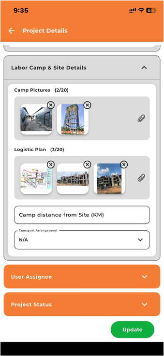 Captech eFORCE project details screen